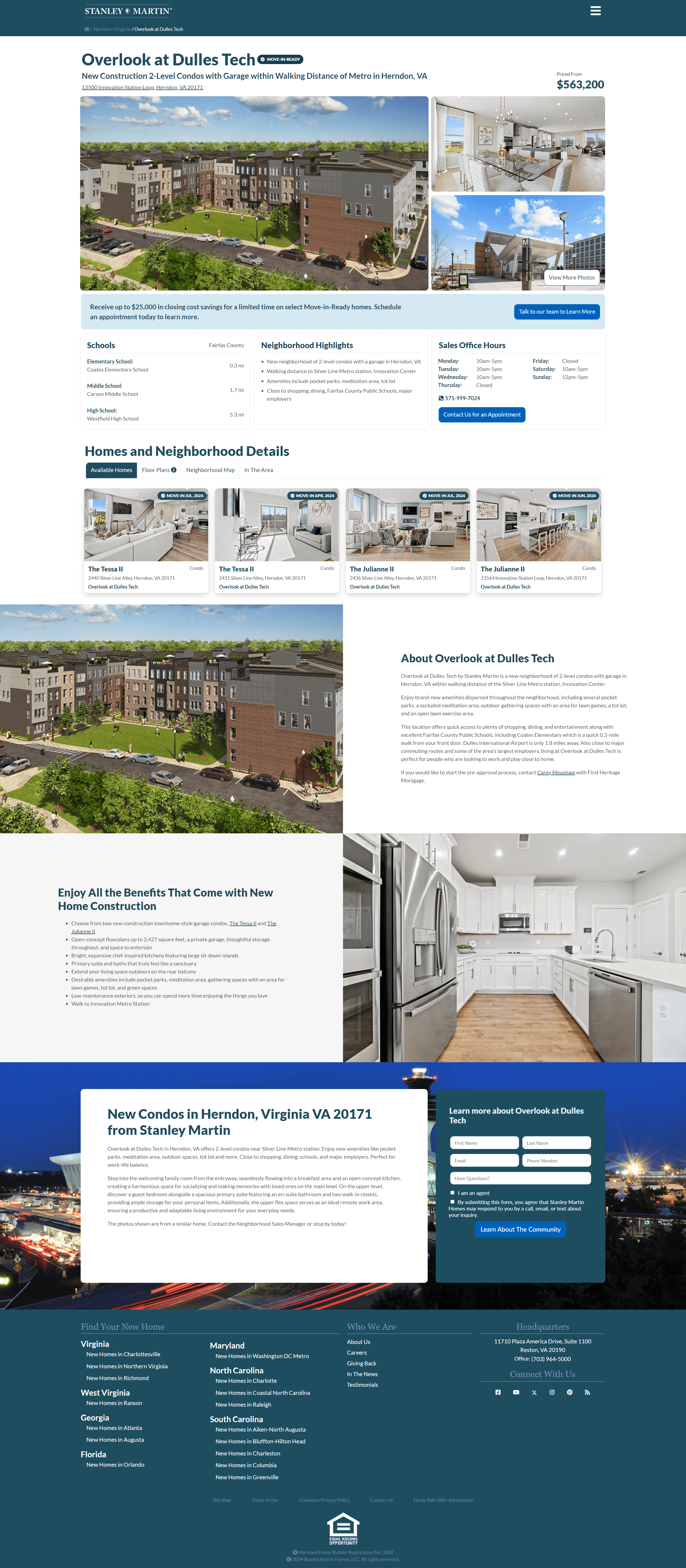 A detailed overview of a neighborhood featured on a real estate company's website. The page includes prominent highlights of the local area, such as notable schools and homes available for immediate occupancy. Visual elements may include maps, photographs of the neighborhood, and icons representing key amenities.