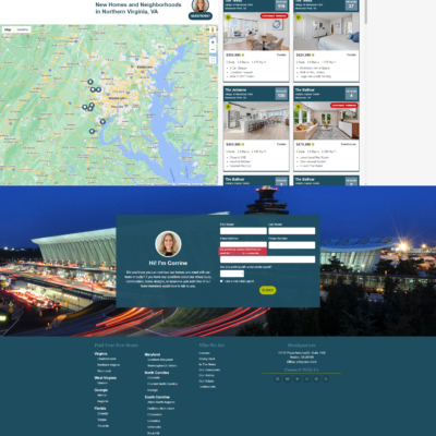 Landing page featuring a user-friendly search interface, allowing users to search for homes based on location and specific specifications, such as number of bedrooms, price range, and amenities.